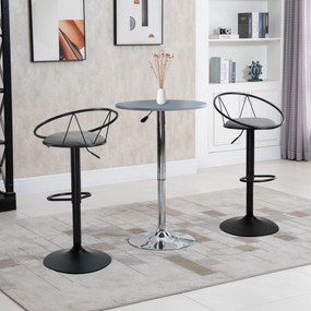 HOMCOM Set de 2 taburete de Bar Design neo-retro reglabil pivotant cu Suport pentru Picioare metal Negru Lână Gri | Aosom Romania
