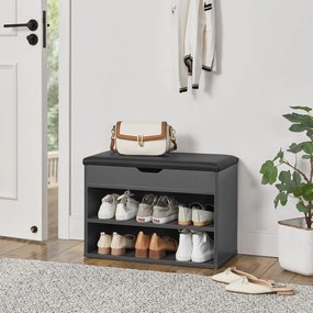 Suport pantofi cu capac rabatabil și șezut căptușit 60 x 30 x 44 cm gri