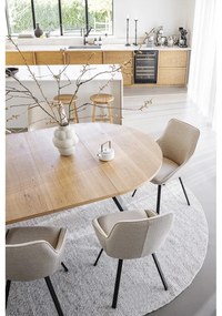 Masă de dining natural rotundă extensibilă cu aspect de lemn de stejar ø 135 cm Maddock – Rowico