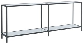 331708 vidaXL Masă consolă,alb, 200x35x75,5 cm, sticlă securizată