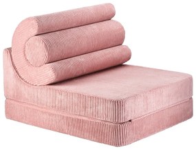 Fotoliu pentru copii roz cu tapițerie din catifea reiată Flipster – Wigiwama