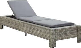 vidaXL Șezlong cu pernă, gri, poliratan