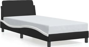 vidaXL Cadru de pat, Dover, negru și alb, 90x200 cm piele ecologică