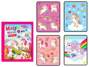 Carte de colorat cu apă, reutilizabilă, Magic WaterBook, Unicorni