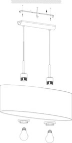 Lustră pe cablu Eglo 31579 PASTERI 2xE27/60W/230V