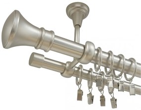 Galerie dubla tavan LUXOR 25/19 - CROM MAT (Alege marime: 360 cm)