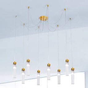 Lustră pe lanț RAGGIO 8xE14/25W/230V 24K aurie Kolarz 6009.30830