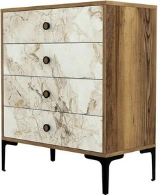 Comoda LIZBON 538, alb cu efect de marmura/nuc/negru, PAL melaminat, 7