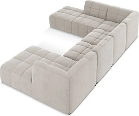 Colțar bej cu tapițerie din catifea (în formă de "U") Aloha – Makamii