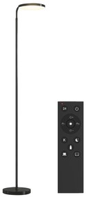 HOMCOM Lampă de Podea LED cu Cap Rotativ la 350° și Telecomandă Magnetică, Reglaj Continuu 3000K-6500K, Negru | Aosom Romania