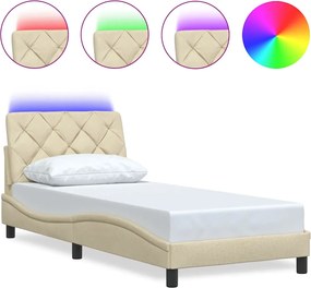 vidaXL Cadru de pat cu LED fără saltea cremă 80x200 cm țesătură