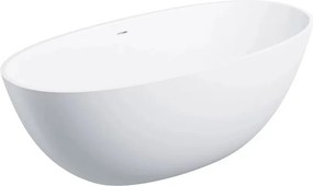 Cada freestanding Omnires Shell M+ compozit alb mat 160x75 cm cu preaplin