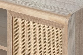 Comoda TV natur , din lemn de paulownia si rattan „Boho Chic”