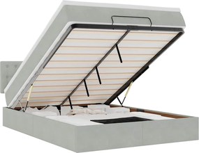 vidaXL Cadru de pat otoman cu saltea Gri deschis 140x190cm catifea
