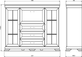 Vitrină ~Dubai~ într-un stil modern, elegant, cu aspect de lemn, mânere negre, culoare albă, 158 cm lățime