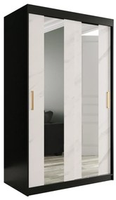 Dulap de haine 120 cm Marbelo P (mat negru + marmură albă). 1064514