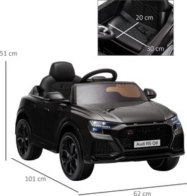 HOMCOM Mașină Electrică pentru Copii Audi RS Q8, 6V, 2 Motoare, Telecomandă, PP, 101x62x51 cm, Negru | Aosom Romania