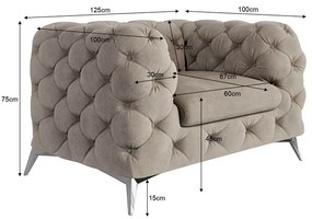 Fotoliu grej cu tapițerie din catifea Chelsea – Ropez