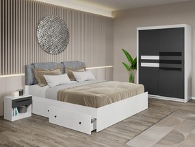 Set mobila dormitor 4 piese Ruben Alb/Antracit C33