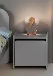 Noptieră Kiddy, pentru Camera Copii, cu 1 Ușă și Margini Rotunjite, Gri Rece – Vipack