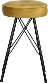 Scaun bar galben/negru din catifea si metal Bella