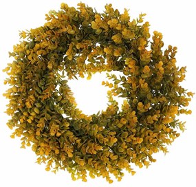 Ghirlanda artificială de toamnă Eucalyptus,diametru 40 cm, portocaliu-verde