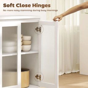 HOMCOM Bufet din Lemn cu 4 Sertare și Dulap cu Uși de Sticlă și Rafturi Reglabile, 120x40x91 cm, Alb | Aosom Romania