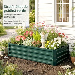 Outsunny Pat de Gradina Galvanizat Inaltat pentru Cultivare Legume Flori Plante Aromatice Cutie de Plantare Metalica Verde 120x90x30cm | Aosom Romania