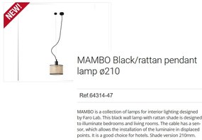 Lustra pendul moderna design natural MAMBO 21cm negru/ratan 64314-47