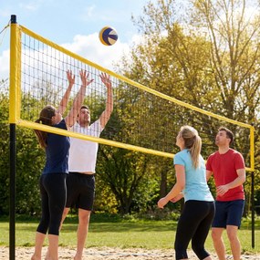 SPORTNOW Set plasă volei Portabil Set pentru volei cu stâlpi din oțel reglabili pe înălțime Geantă de transport 950 x 100 x 248 cm Negru | Aosom Romania