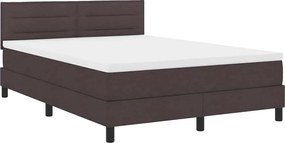 vidaXL Pat cu arcuri cu saltea Maro închis 140 x 200 cm țesătură