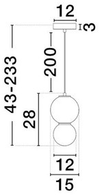 Pendul LED decorativ portelan mocha, sticla alb, NOESIS