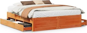 vidaXL Cadru pat fără saltea/cu sertare maro 180x200 cm lemn masiv pin