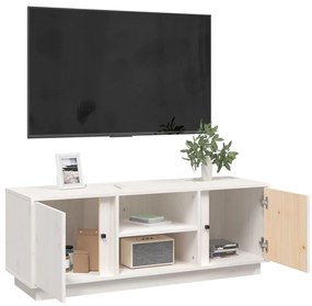 Comoda TV, alb, 110x35x40,5 cm, lemn masiv de pin 1, Alb