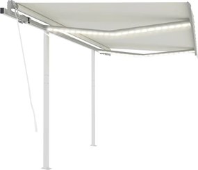 vidaXL Copertină automată cu senzor vânt & LED, crem, 3x2,5 m