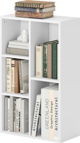 HOMCOM Bibliotecă raft de depozitare 2 nivele cu 5 compartimente, pentru living dormitor birou, 50x24x80cm, alb | Aosom Romania