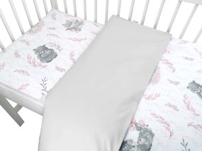 Baby Nellys 2-dílné lenjerie de pat din bumbac, LULU - roz, gri 120x90
