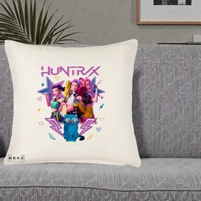 Perna Personalizata Retro Casti Muzicale, 40x40 cm, Crem Reliefat, Husa Detasabila, Perna Inclusa, BEKZ®
