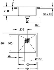 Chiuveta inox Grohe K700 46.4x46.4 cm 1 cuva