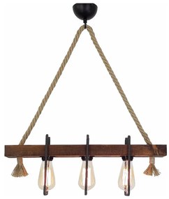 Lustră suspendată pe cablu KUTUK 3xE27/40W/230V, lemn de pin