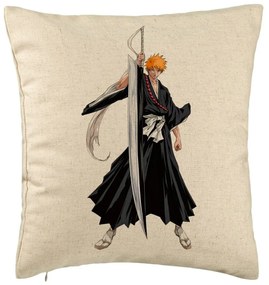 Perna Decorativa cu Bleach - Ichigo, 40x40 cm, Bej, Husa Detasabila, Burduf