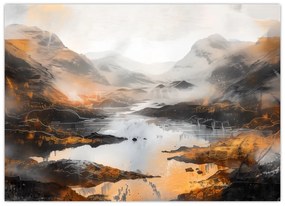 Tablou pe sticlă - Pictura peisajelor montane (70x50 cm)