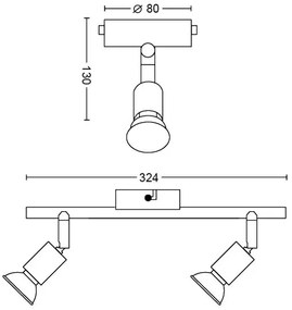 Spot LIMBALI 2xGU10/50W/230V negru Philips