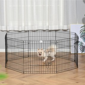 Tarc tip plasa pentru animale PawHut, 8 bucati 61x61cm, negru | AOSOM RO