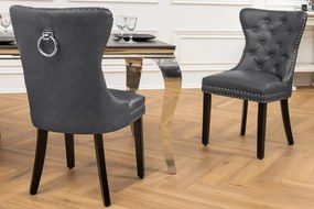 Set 2 scaune Stil Baroc, Piele Sintetica, Negru Vintage, CASTLE