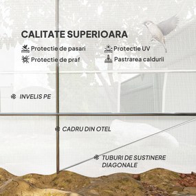 Sera Outsunny Mare de Tip Tunel 8x3x2 m, Grădină pentru Semințe de Plante, Cadru Premium din Oțel | Aosom Romania