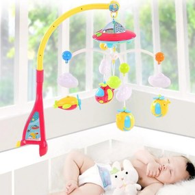 Carusel Patut Bebelusi Muzical cu Telecomanda NOVOKIDS™ Dream World, Cu Proiectie Tavan, Miscari Circulare Lente, Volum Reglabil, Avioane