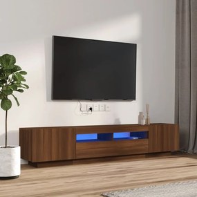 3120172 vidaXL Set dulapuri TV cu LED, 2 piese, stejar maro, lemn prelucrat