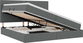 vidaXL Pat cu saltea și spațiu de depozitare Gri închis 200 x 200 cm