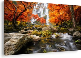 Tablou - Cascade în pădurea portocalie (90x60 cm)